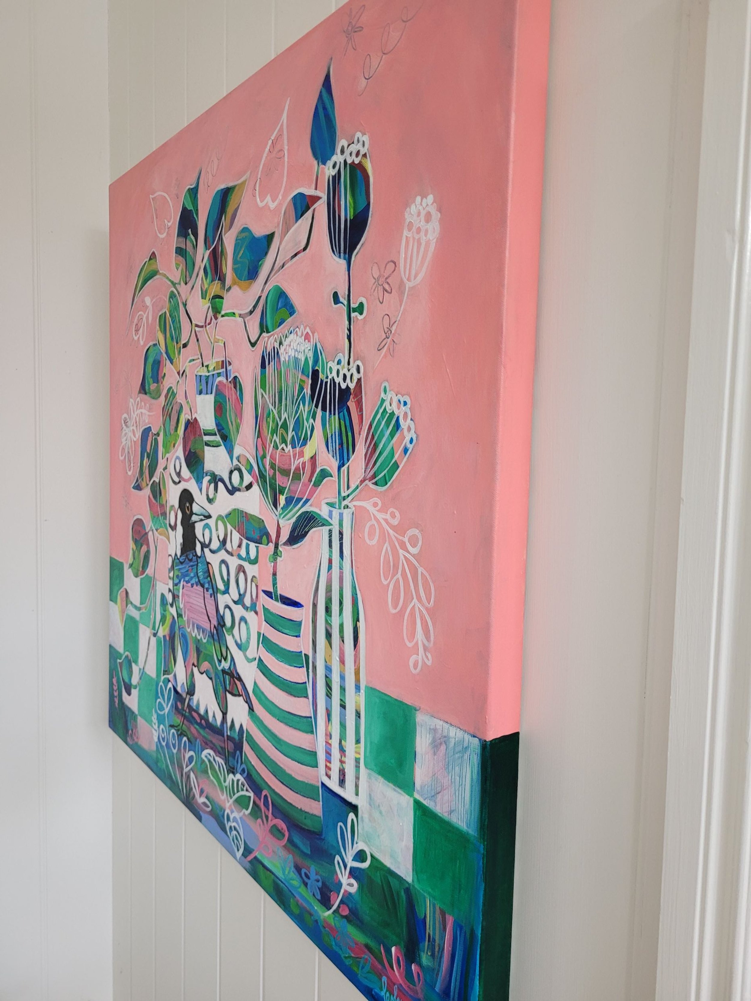 view of original painting showing painted sides instead of framing