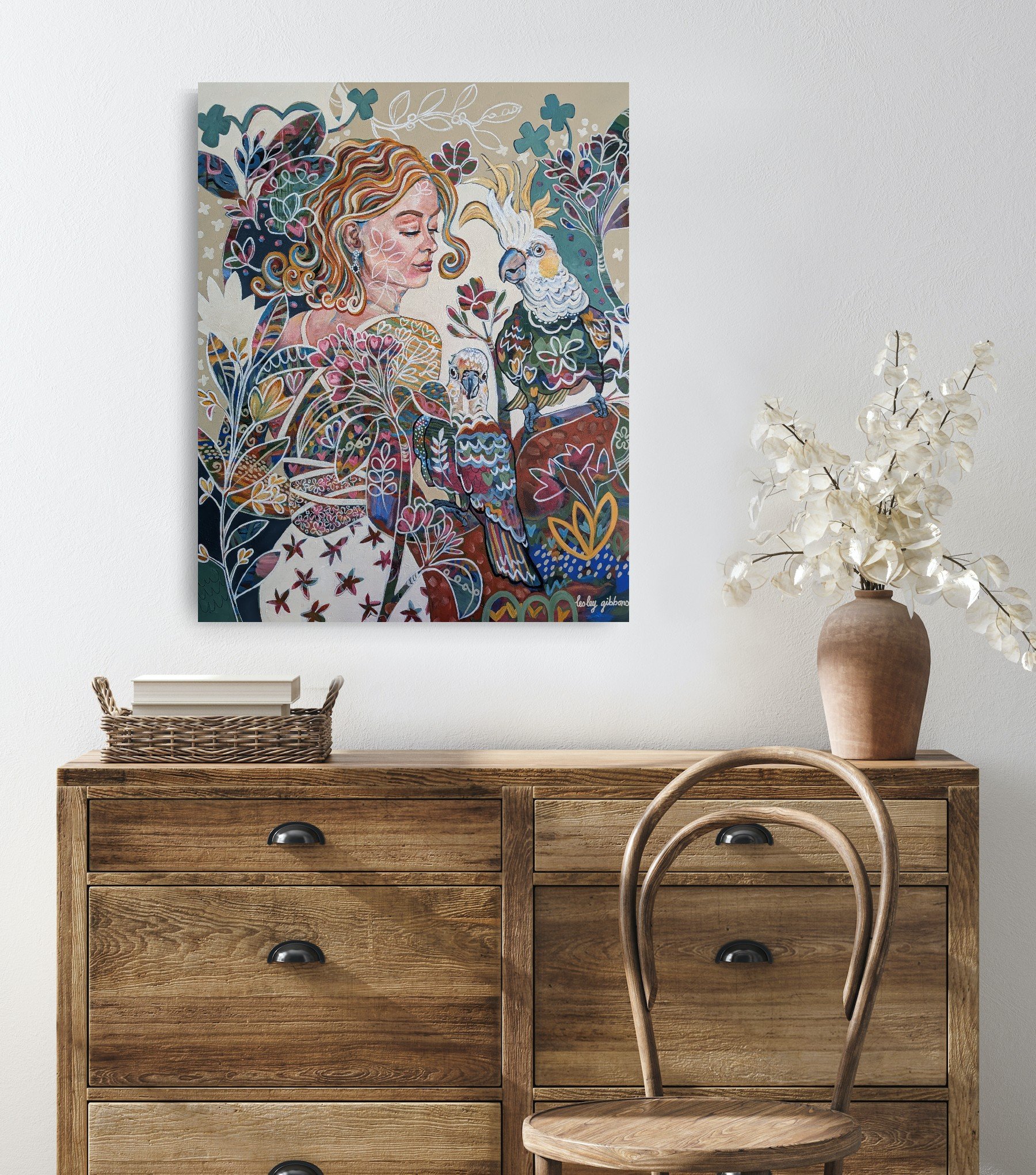 wild-at-heart-original-canvas-painting-hangingabove sideboard-artist-lesley-gibbons-.jpg