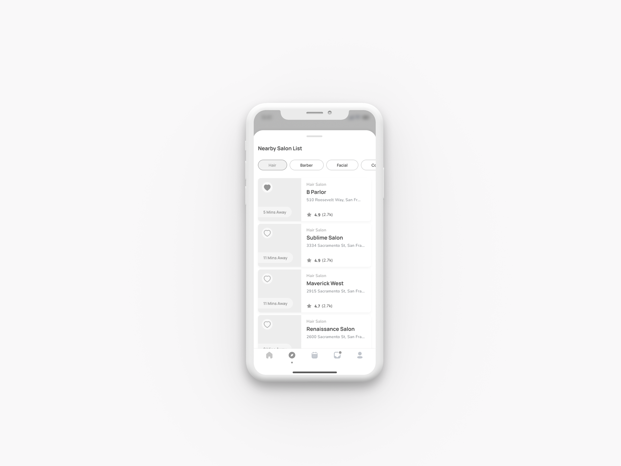 Salon List Screen