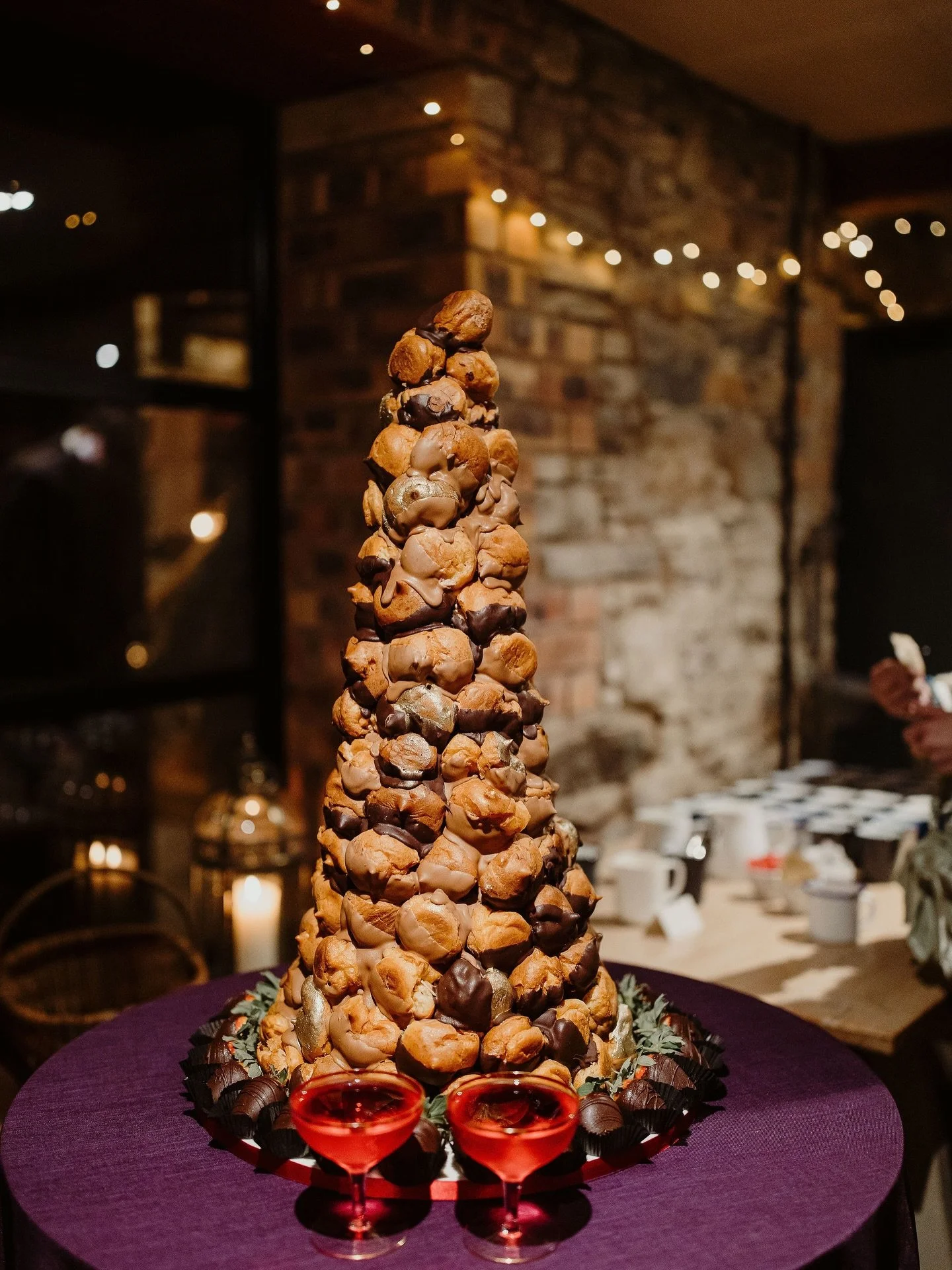 A tower of profiteroles from @slattery_cakes  instead of a traditional wedding cake for E &amp; A. Utterly stunning and I can confirm it tasted every bit as good as it looked.

Photograph @joematherweddings 
Styling @deborahmariastyling