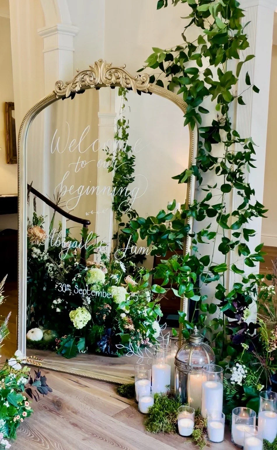 antique-style-gold-lean-to-mirror-deborah-maria-wedding-styling-prp-hire-cumbria