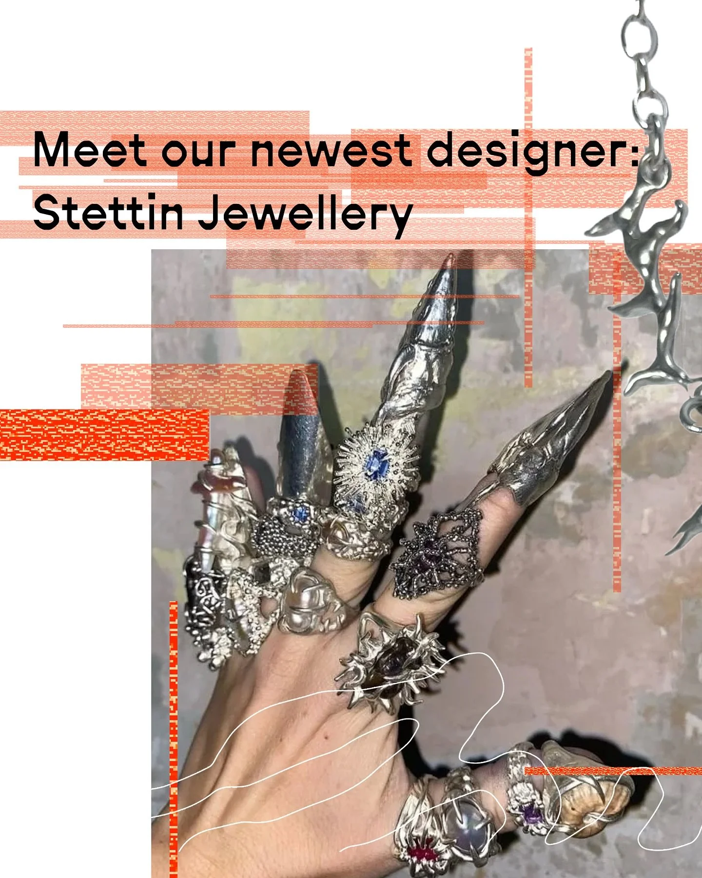 NOW STOCKING @stettin.jewellery !! We couldn’t be more excited to be working with these legends… 
Patrycja Bołzan and Karlo S draw inspiration from worn vintage pieces and 1970s-80s Polish jewellery houses like Orno and Warmet, combinin