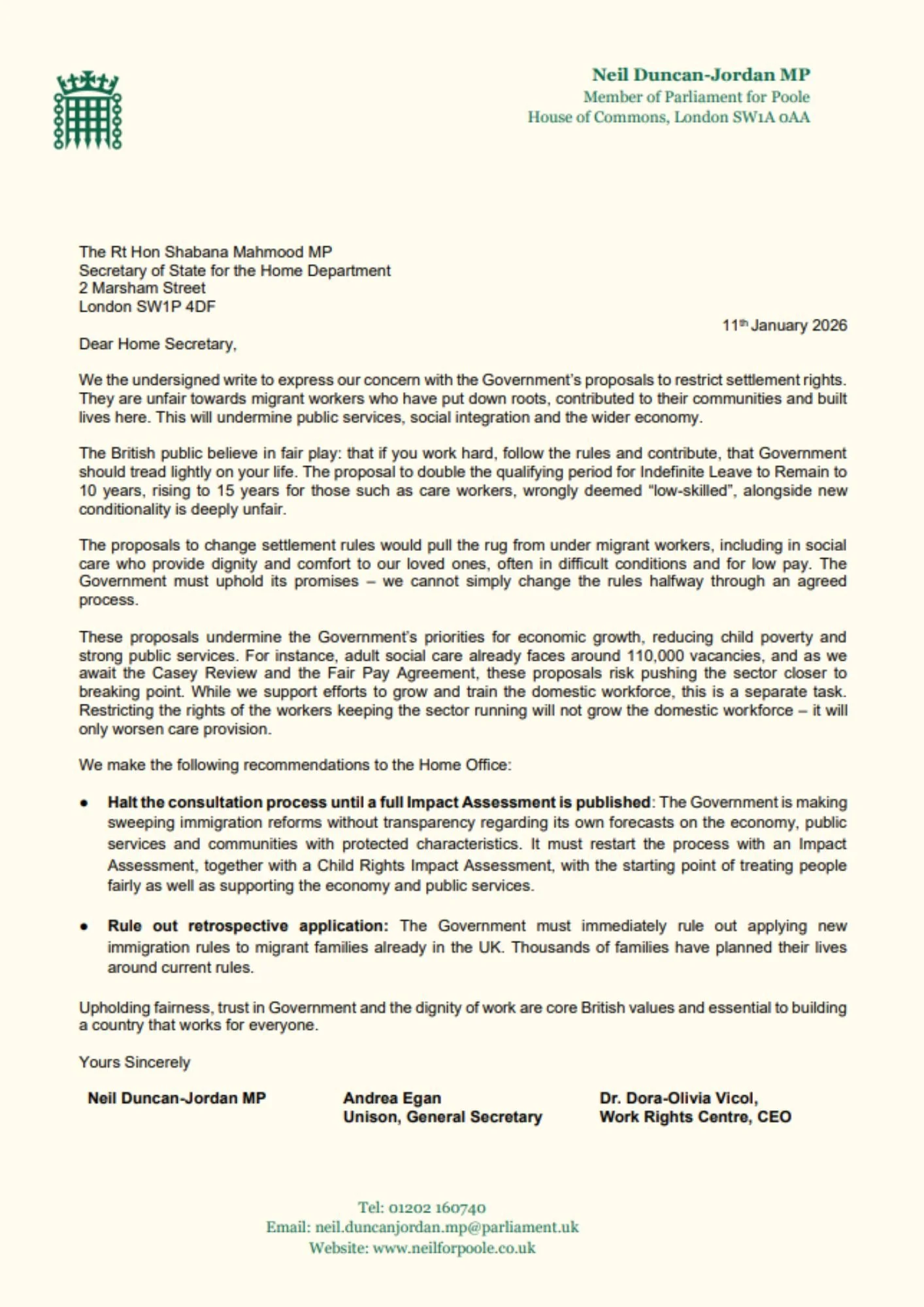 Open Letter to the Home Office