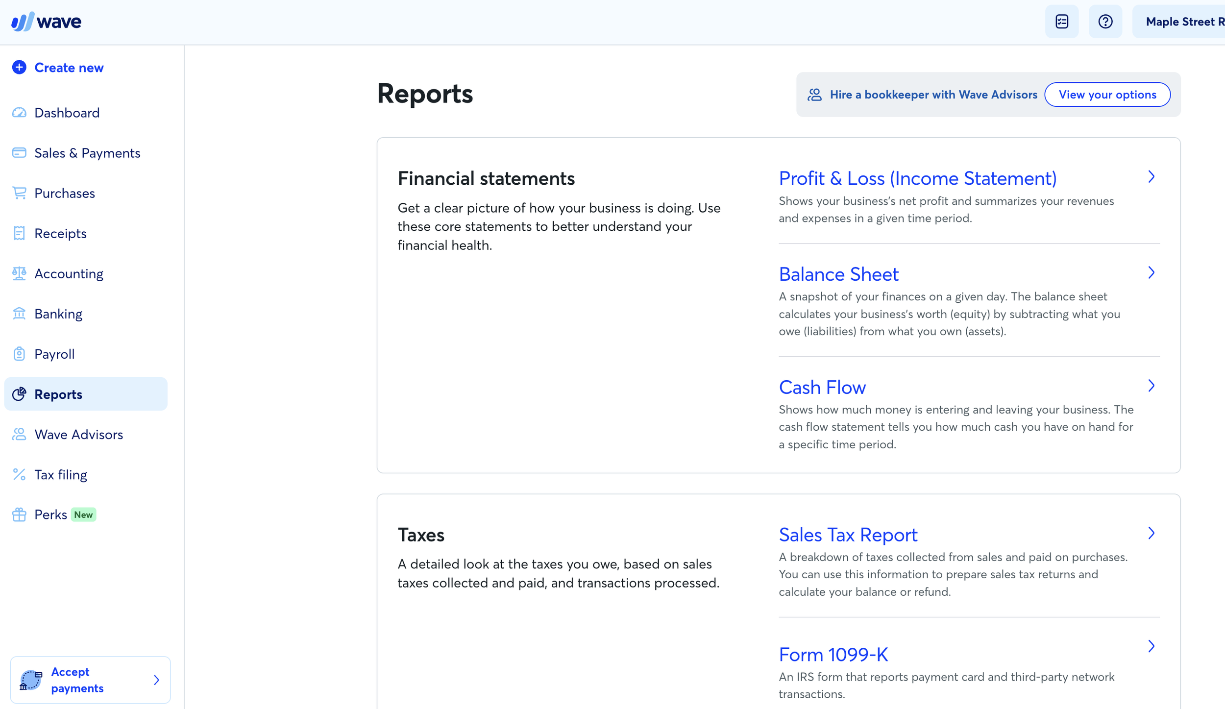 wave financial reports