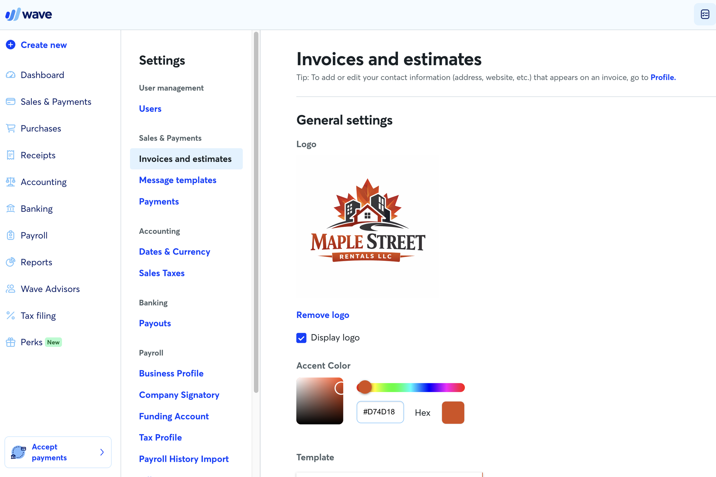 wave account settings