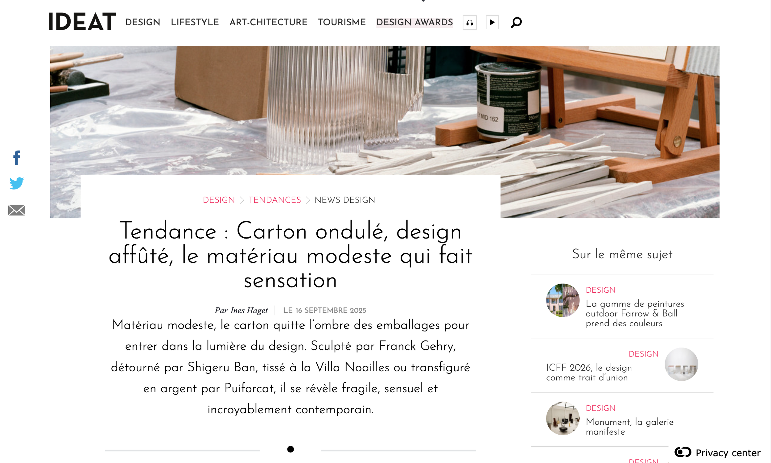 TENDANCE CARTON - IDEAT, SEPTEMBRE 2025