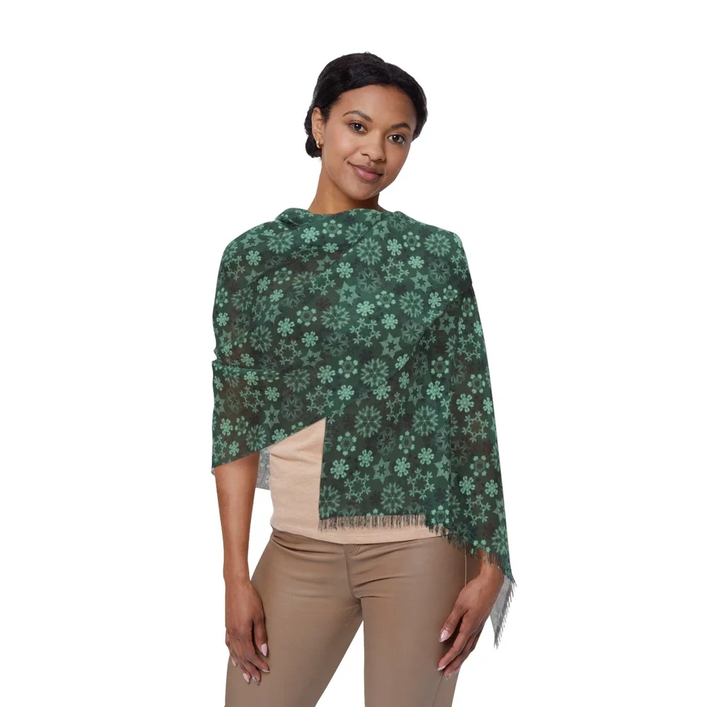 Forest Snowflake Pattern Lightweight Pashmina Scarf — Paper