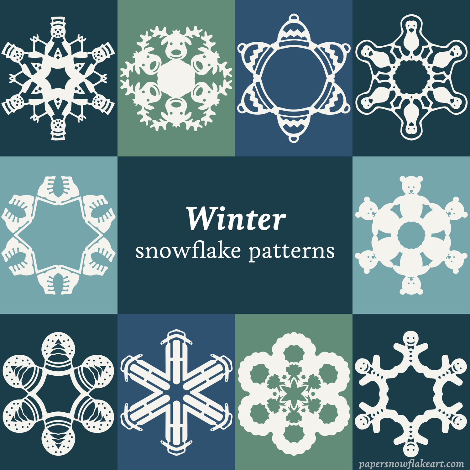 Valentine's Day Paper Snowflake Bundle (10 Paper Snowflake Patterns