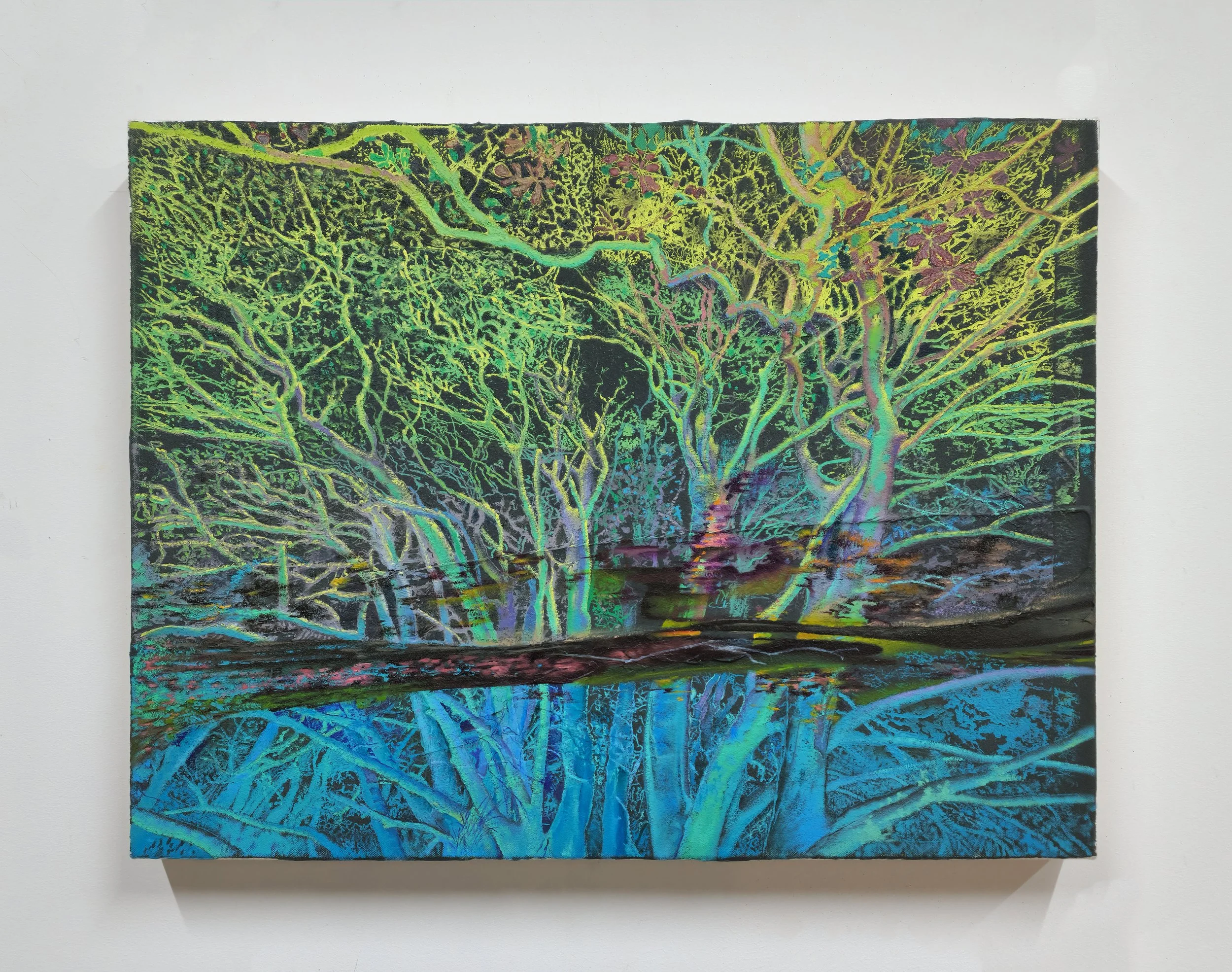 This Machine Kills Fascists /
acrylic, oil and paper pulp on canvas /
61 x 46 cm /
2026