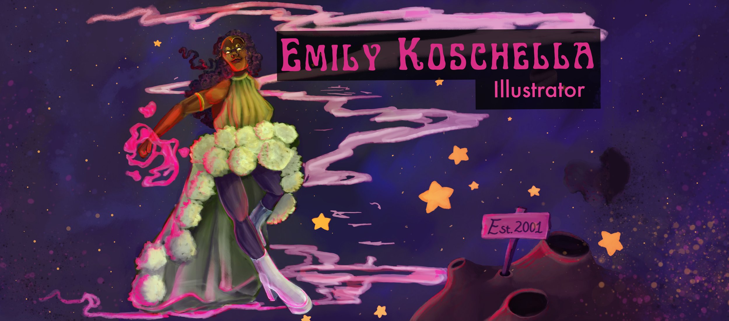 science fiction illustration for Emily Koschella's website