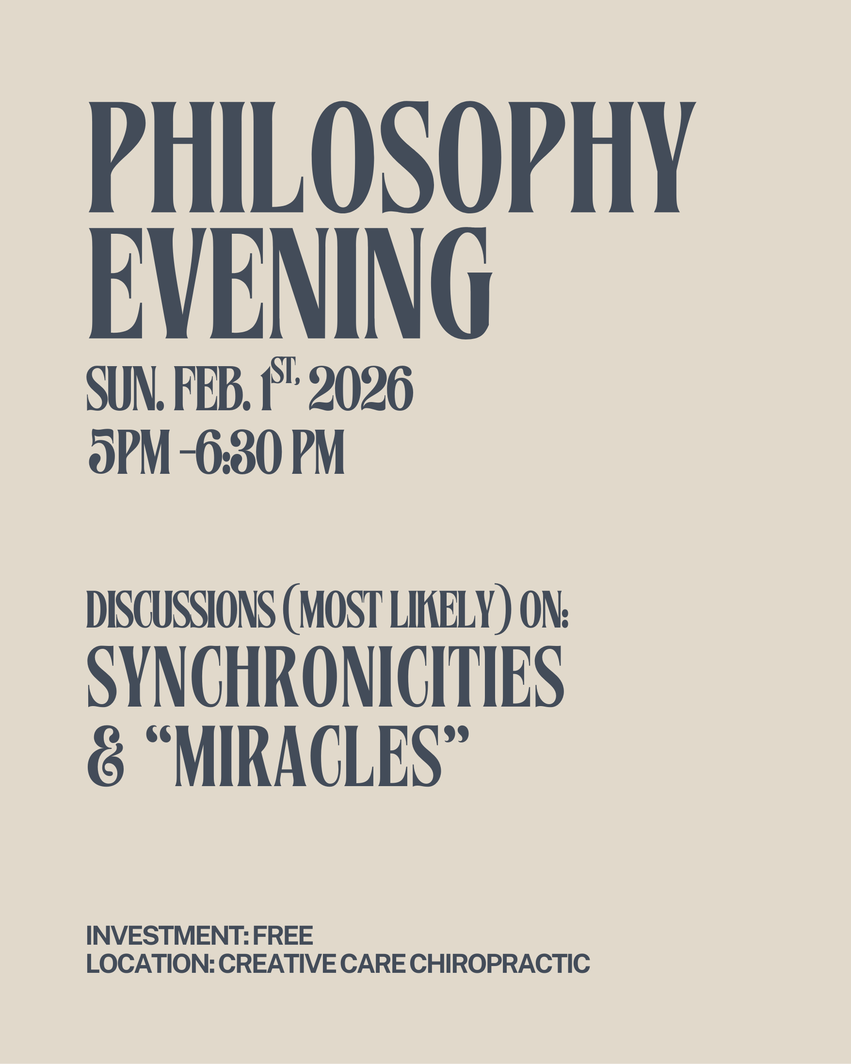 Philosophy Evening At Creative Care