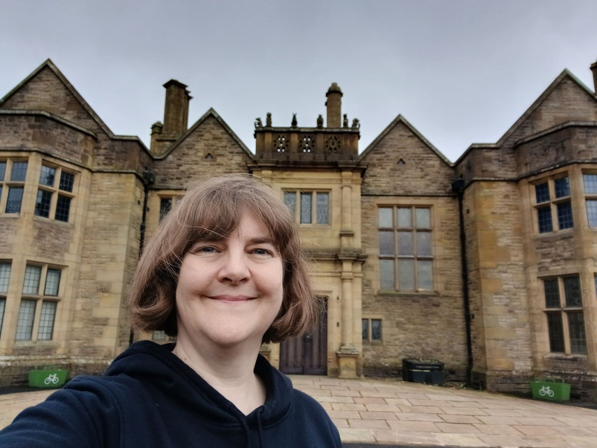 Author Susan Brownrigg stood outside Haworth Art Gallery in Accrington