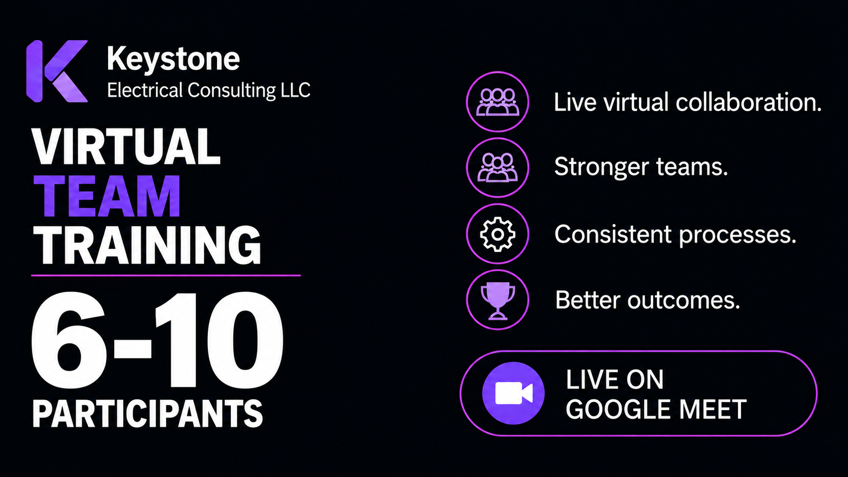 Accubid Anywhere virtual team training for 6–10 participants from Keystone Electrical Consulting.