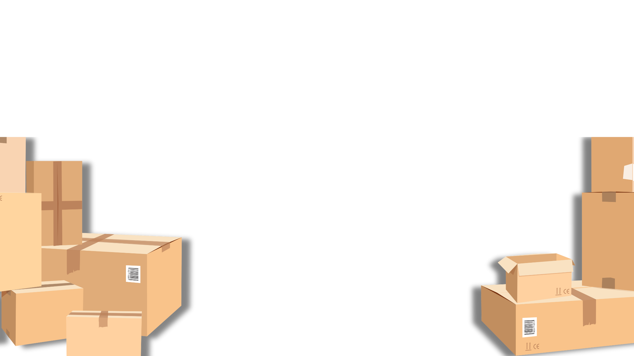 two piles of cartoon cardboard moving boxes stacked on top of each other