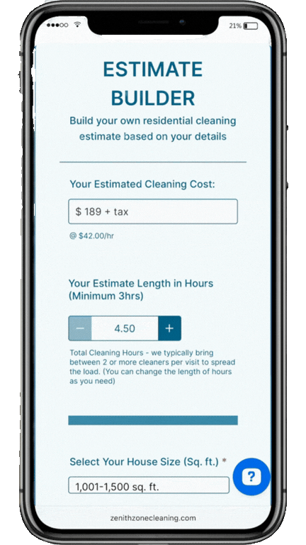 estimate for cleaning services example on iphone