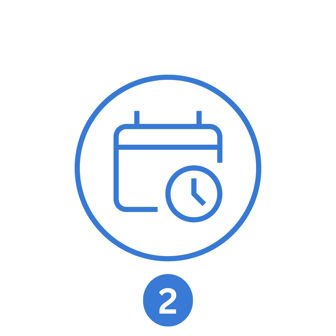 Icon of a calendar with a clock, indicating an event or appointment.