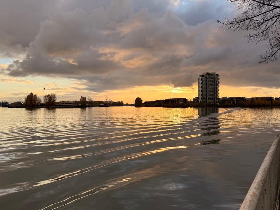 sunset at quay in new westminster