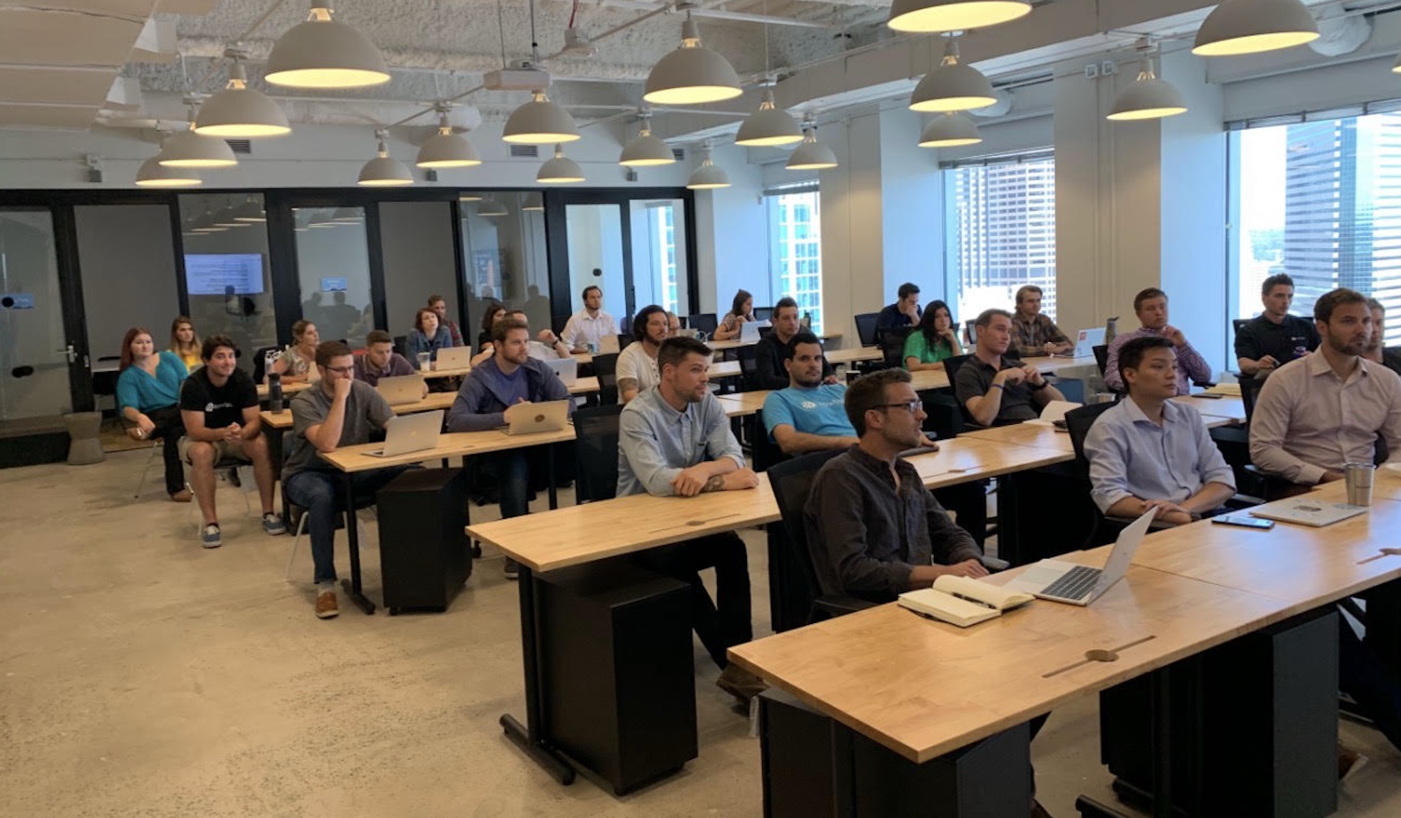 Quinn Fulk teaching a university sales workshop