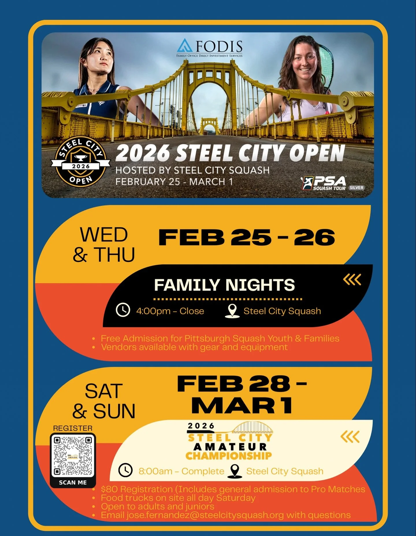 History. Community. Competition. 🏆🔥

The 2026 Steel City Open is coming to Pittsburgh February 25 &ndash; March 1, and you won&rsquo;t want to miss it!

📅 Feb 25&ndash;26 | Family Nights
🕓 4:00 PM &ndash; Close
🎉 Free admission for Pittsburgh sq