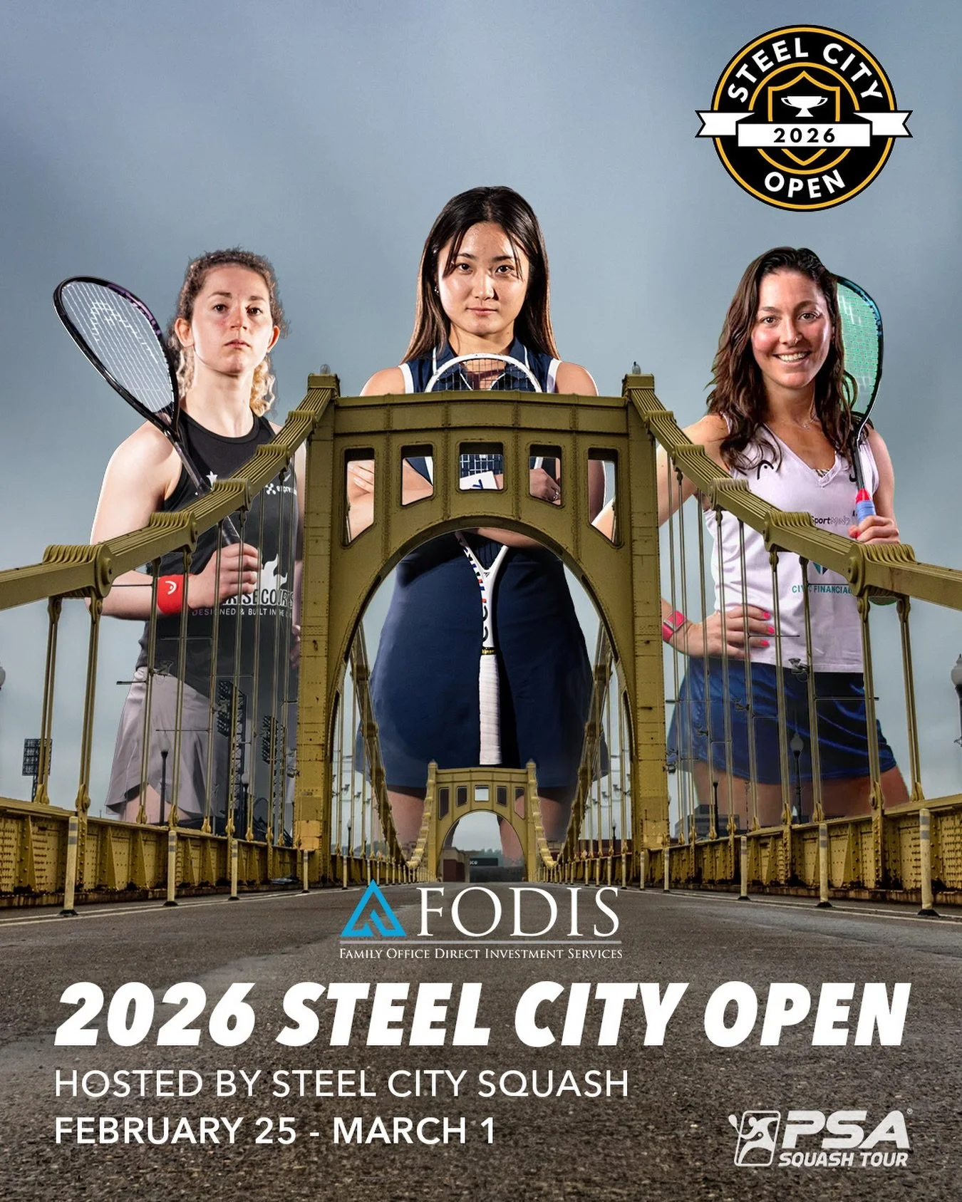 PITTSBURGH, ARE YOU READY? 🏆🌉
The 2026 Steel City Open is bringing world-class squash to Larimer.
From February 25 &ndash; March 1, 2026, Steel City Squash will host a PSA Squash Tour event right here in our community &mdash; continuing to break ba