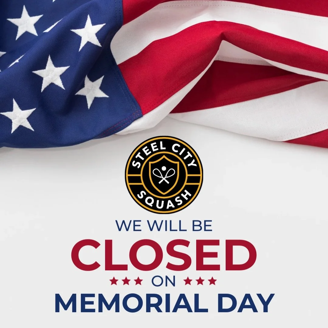 In observance of Memorial Day, Steel City Squash will be closed on Monday, May 25th as we honor and remember the brave men and women who made the ultimate sacrifice in service to our country. 🇺🇸

We hope everyone enjoys a safe and meaningful holida