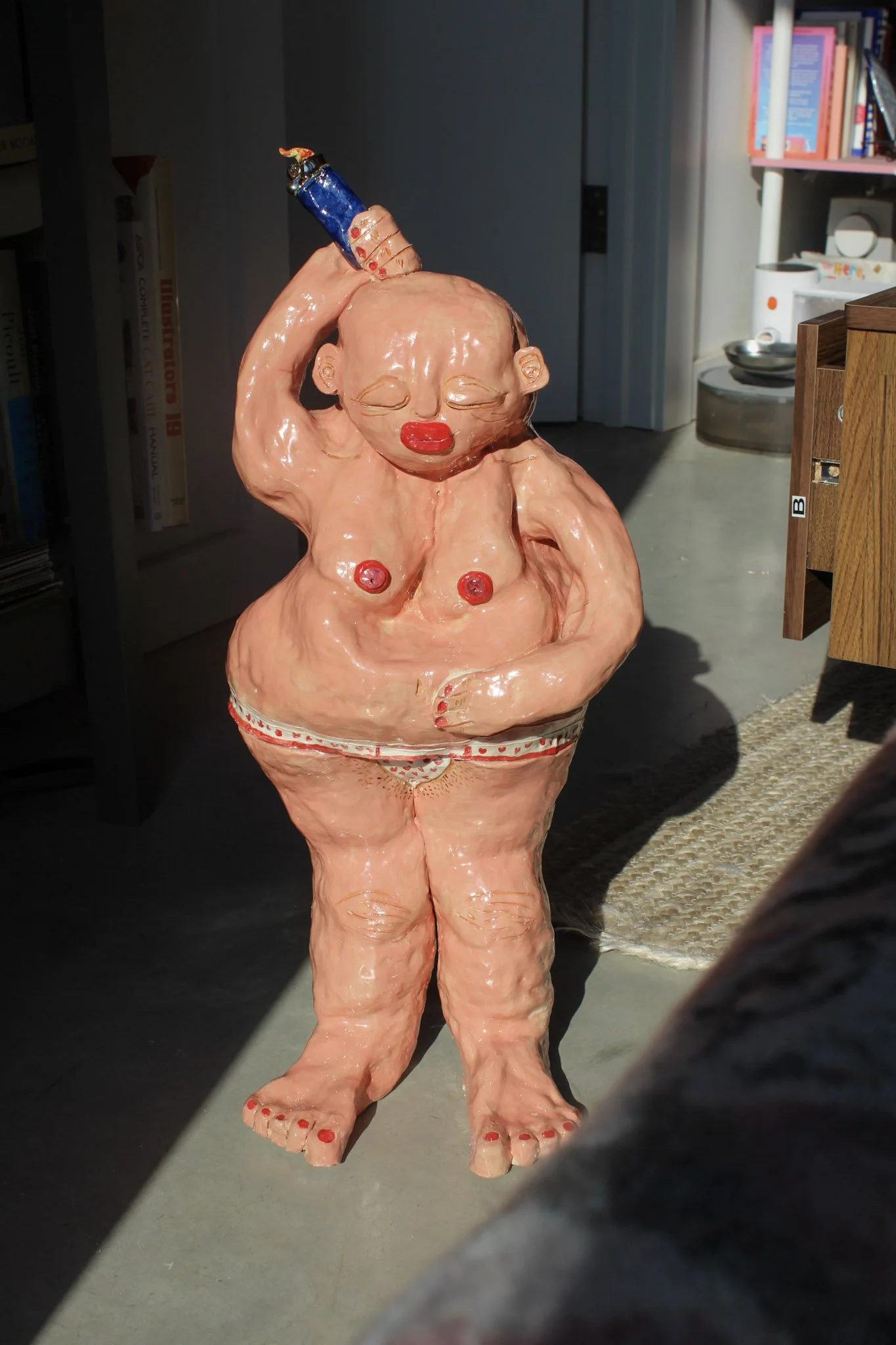Torchbearer in Heart undies, Ceramic, Epoxy (2026) 