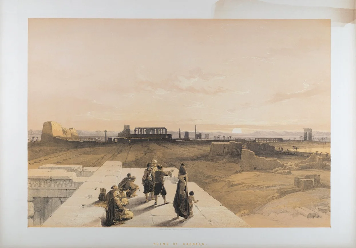 Ruins of Ancient Karnack, Egypt: An Original 19th C. Lithograph by D. Roberts