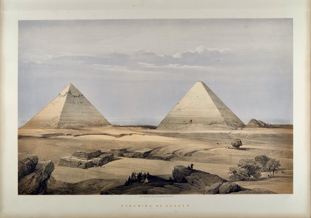 The Great Sphinx & Pyramids, Giza, Egypt: A 19th C. Lithograph by David Roberts