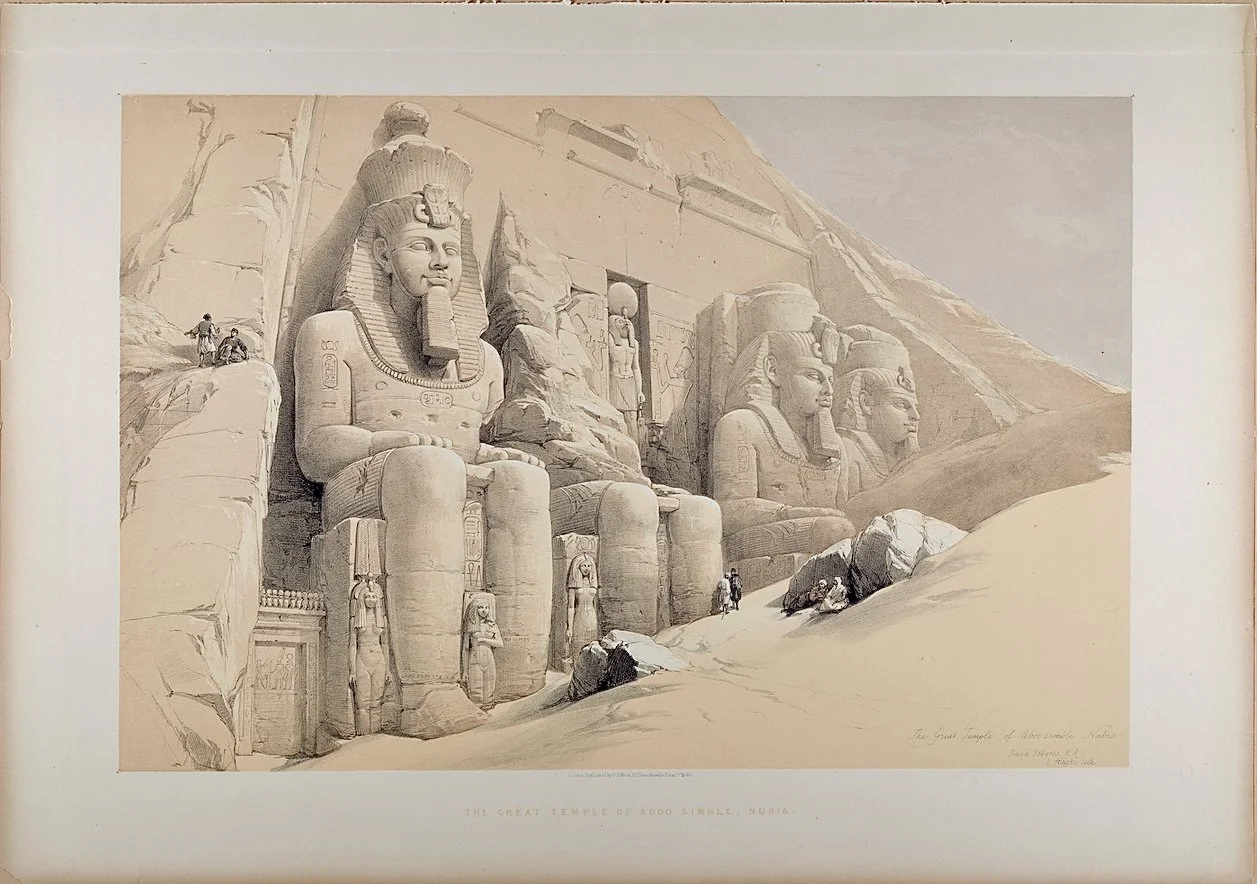 Abu Simbel Temple to Ramesses II in Egypt: A 19th C. Lithograph by David Roberts