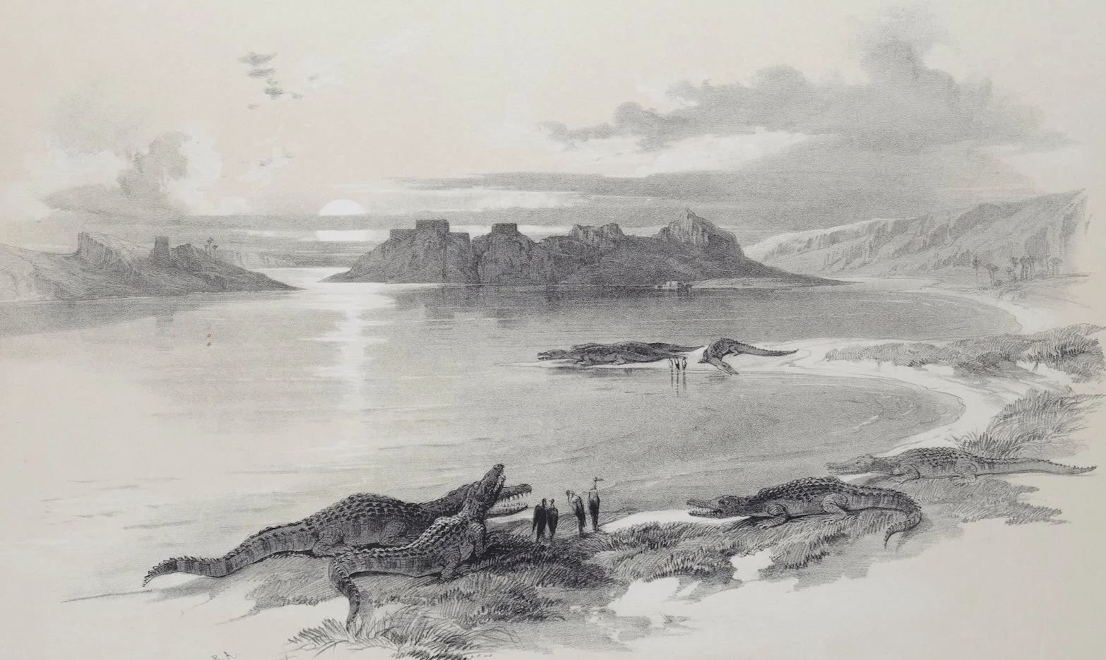 5434C Roberts, Scene on the Nile Near Wady Dabod, with Crocadiles.jpeg