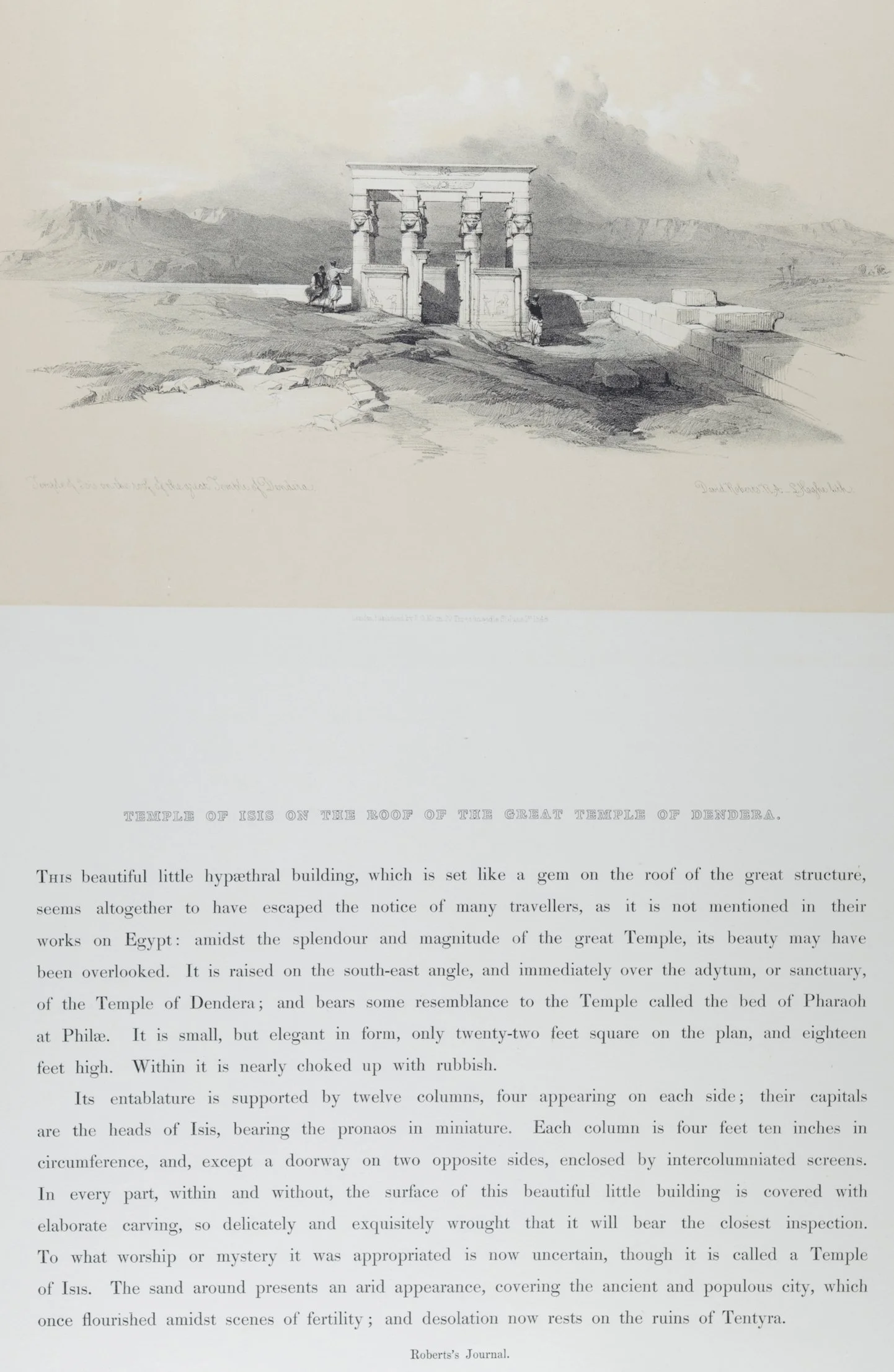5459B Roberts, Temple of Isis on the Roof of the Great Temple of Dendera.jpeg