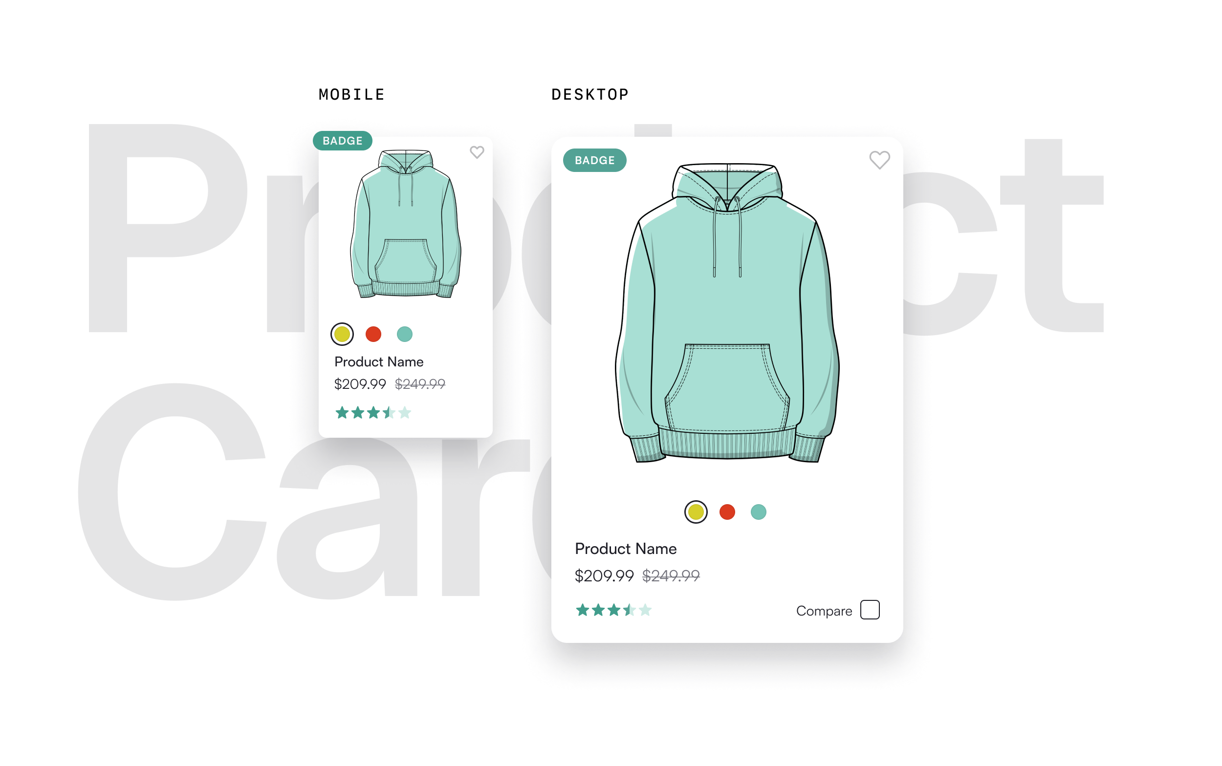 Product Cards have straightforward layouts, but tokenizing nested elements like the badge and wishlist icon was challenging. We enabled designers to fully control their offset via tokens, including negative values, which required some creative hacks 