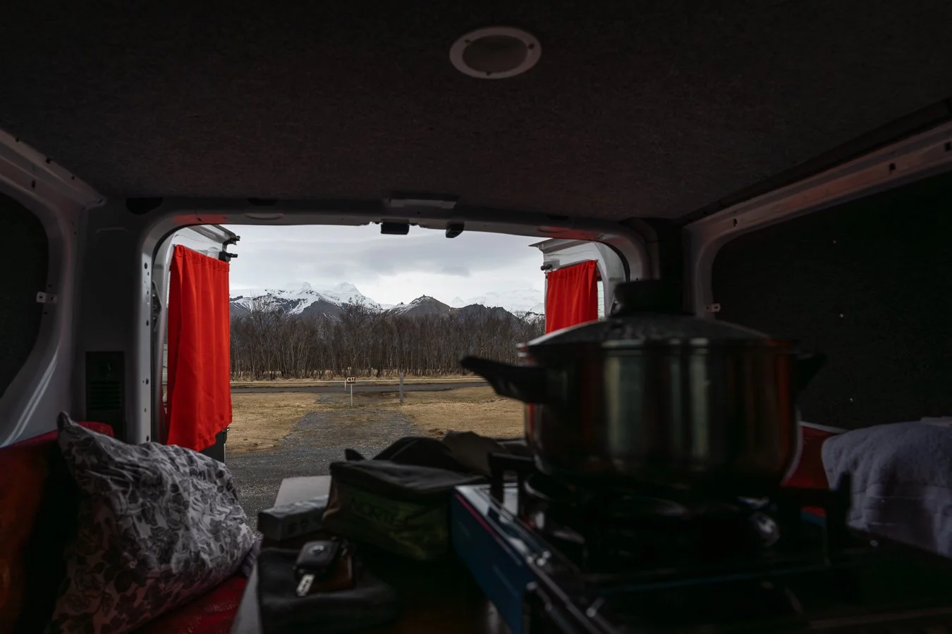  View from the campground of  Skaftafell’s  snow-dusted peaks. 