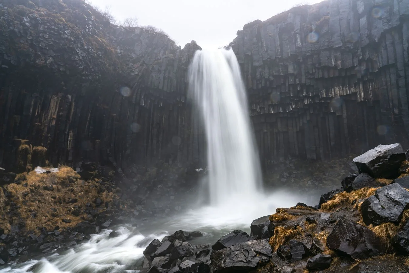   Svartifoss , or 'Black Falls', is famed for its dramatic backdrop of dark hexagonal basalt columns, inspiring the design of Iceland's Hallgrímskirkja church. 