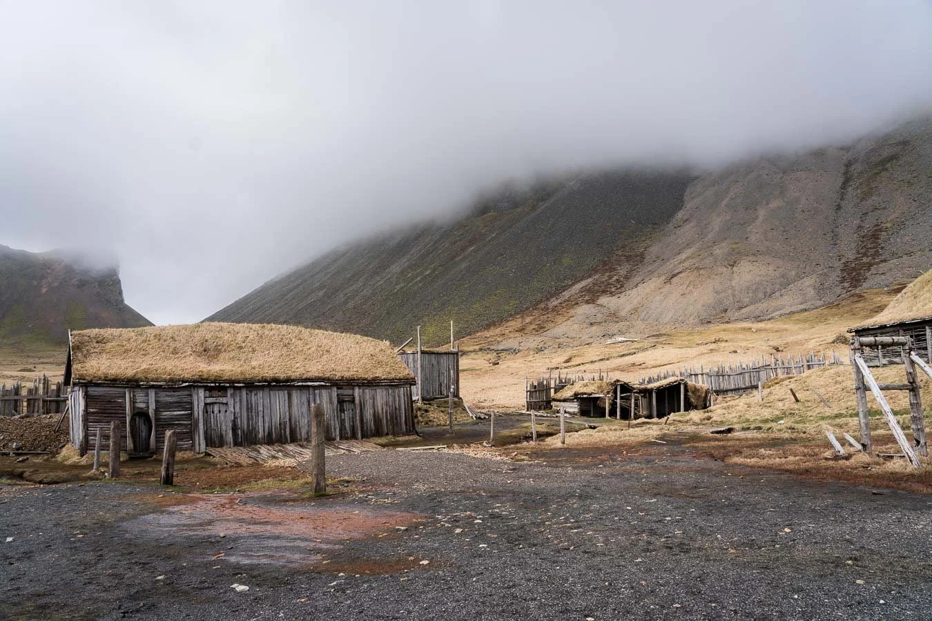   The Witcher  Viking-village film set at the base of  Stokksnes . 