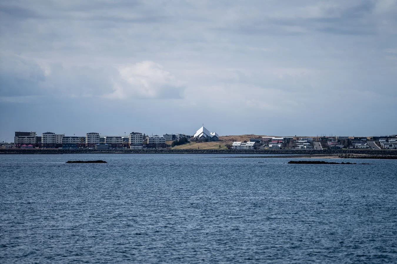  You may also spot some intriguing architecture from the boat, like this striking church along the  Reykjavík  coastline. 