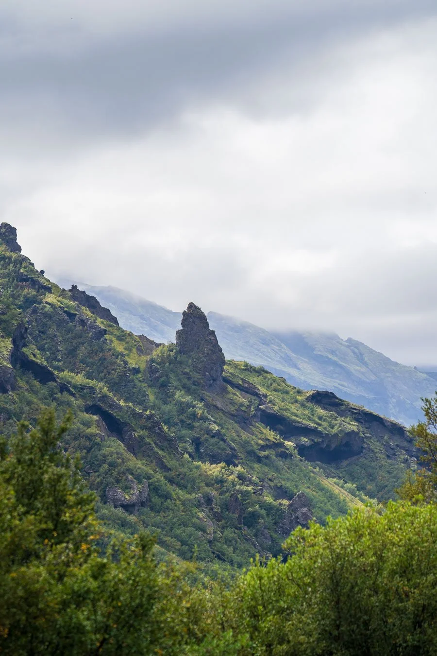  One of the many stunning rock formations left behind by glacial activity in the  Þórsmörk  valley. 