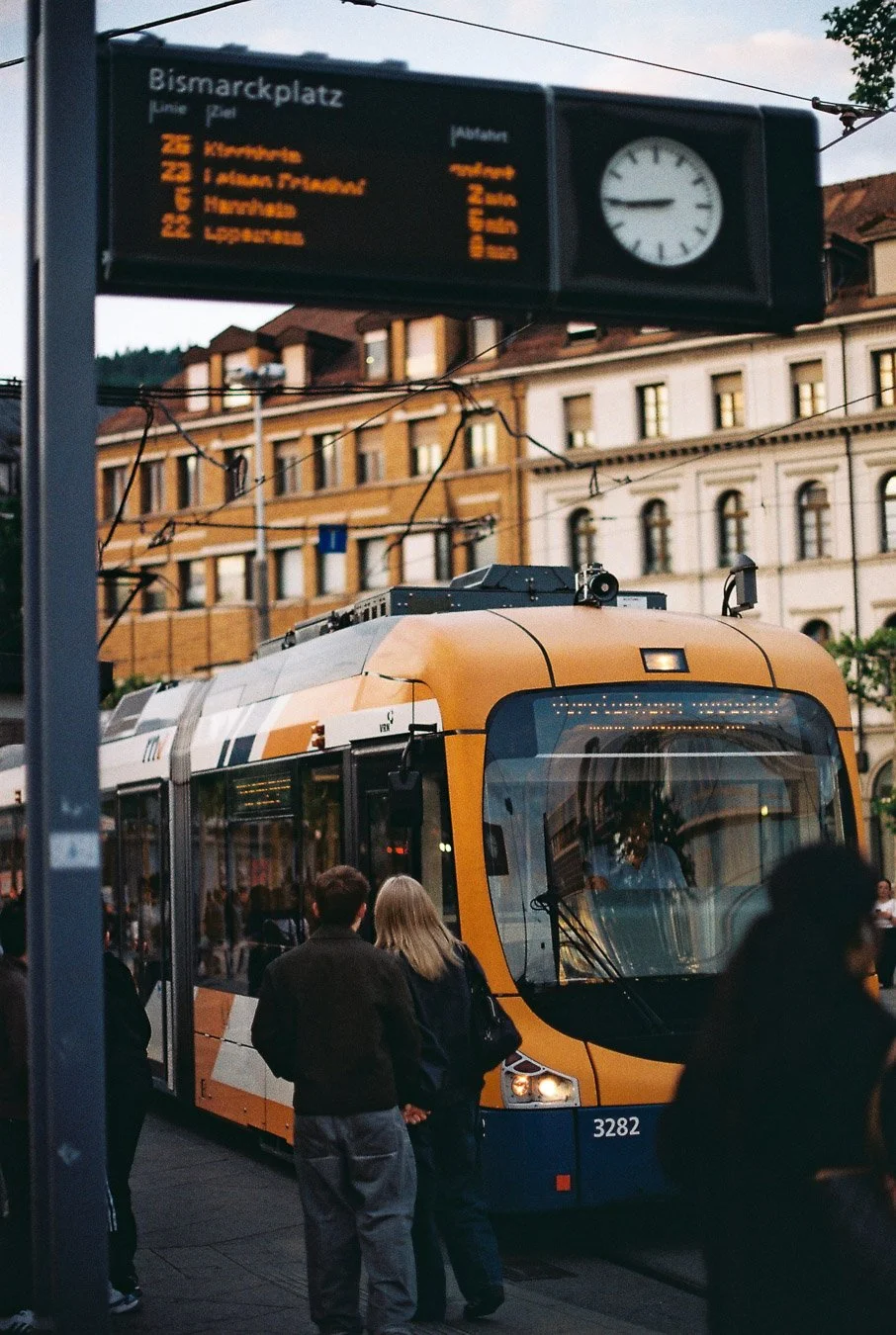 ▴ Tram at the Bismarkplatz Station (Fuji 200)