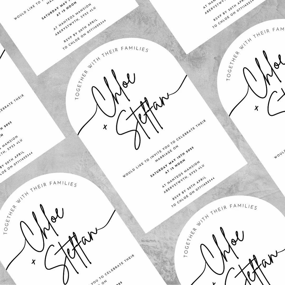 Is there anything better than a classic black &amp; white theme? 

Bespoke arch invitations for Chloe &amp; Steffan. 

Get in touch for a quote!