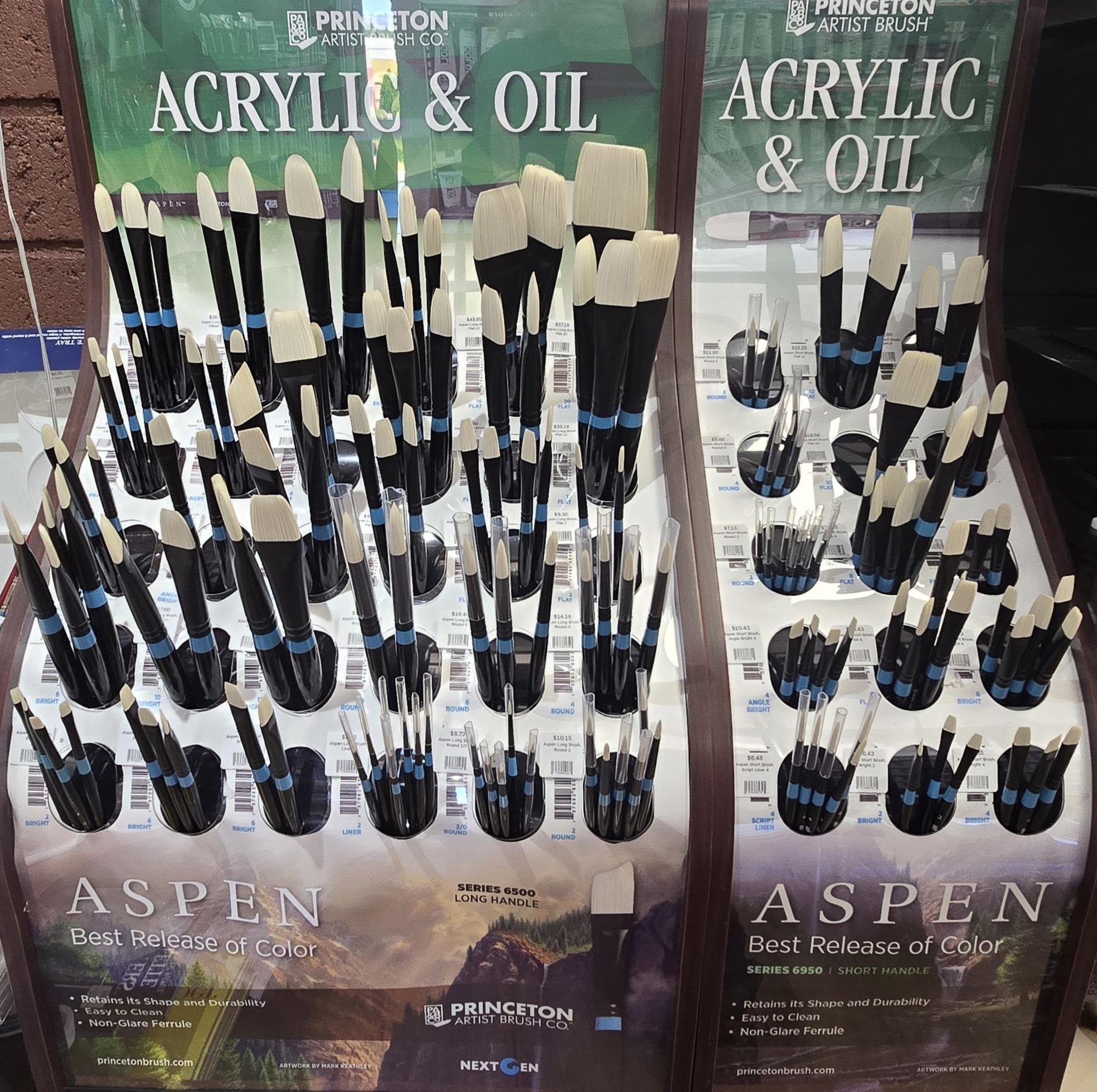 Princeton Aspen brushes for Oil and Acrylic long and short handled assortment
