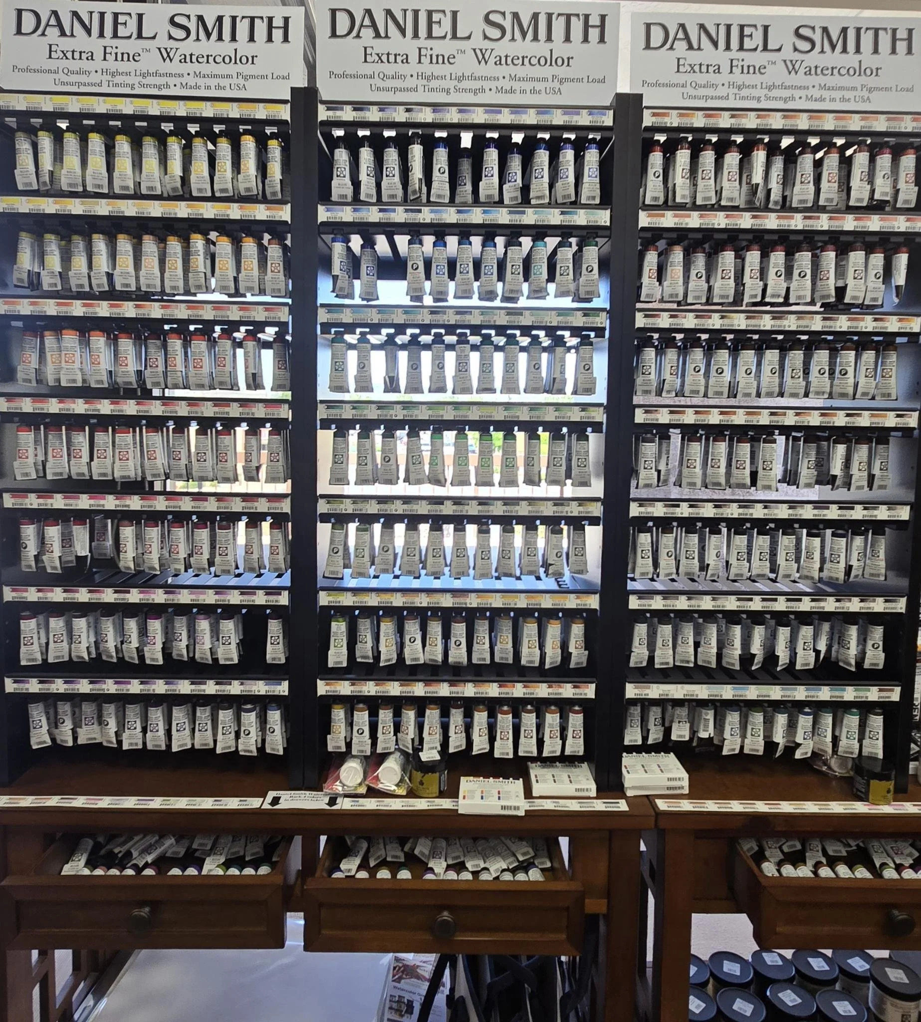 Full assortment of all Daniel Smith watercolor paints, grounds and mediums