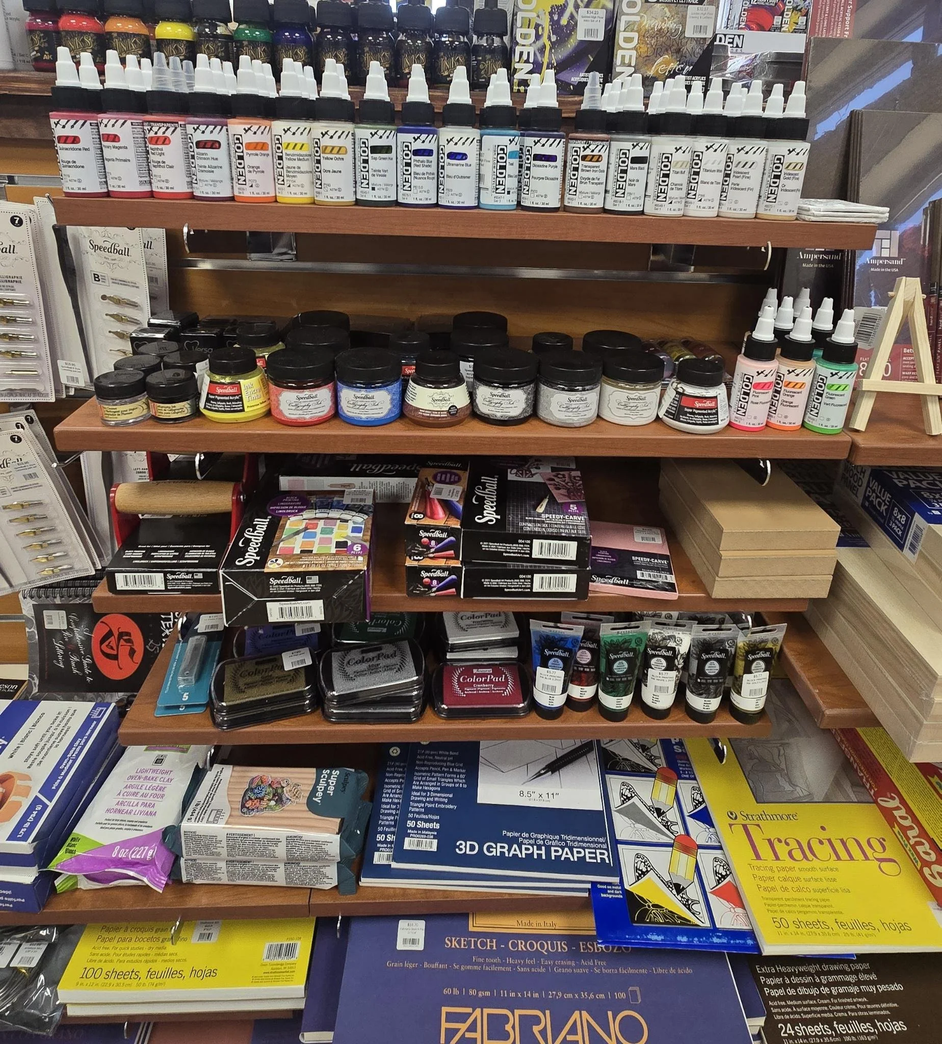 Acrylic inks, India inks, printing tools and supplies