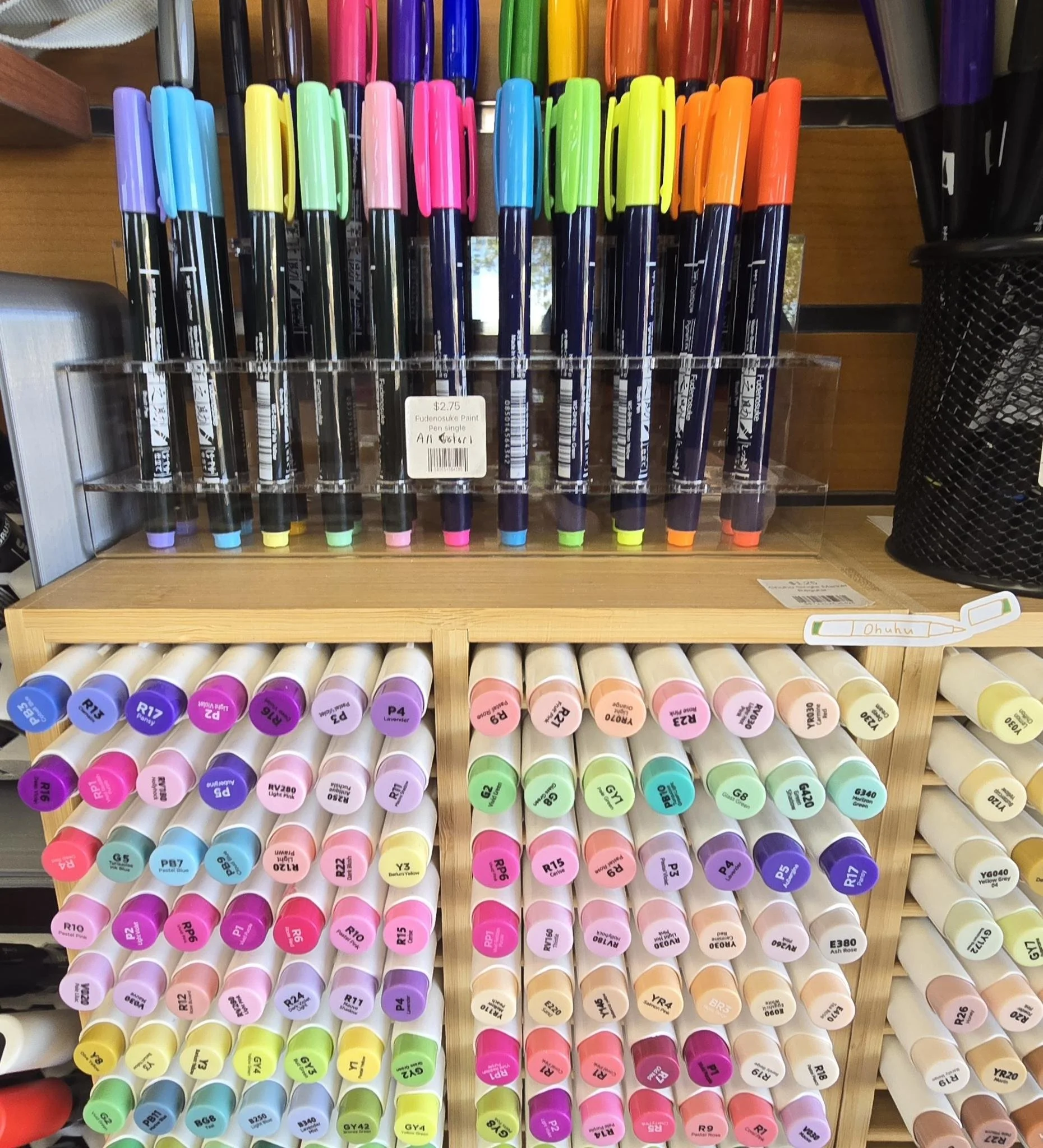 Ohuhu alcohol pen singles, Tombow brush pen singles plus other assorted pens