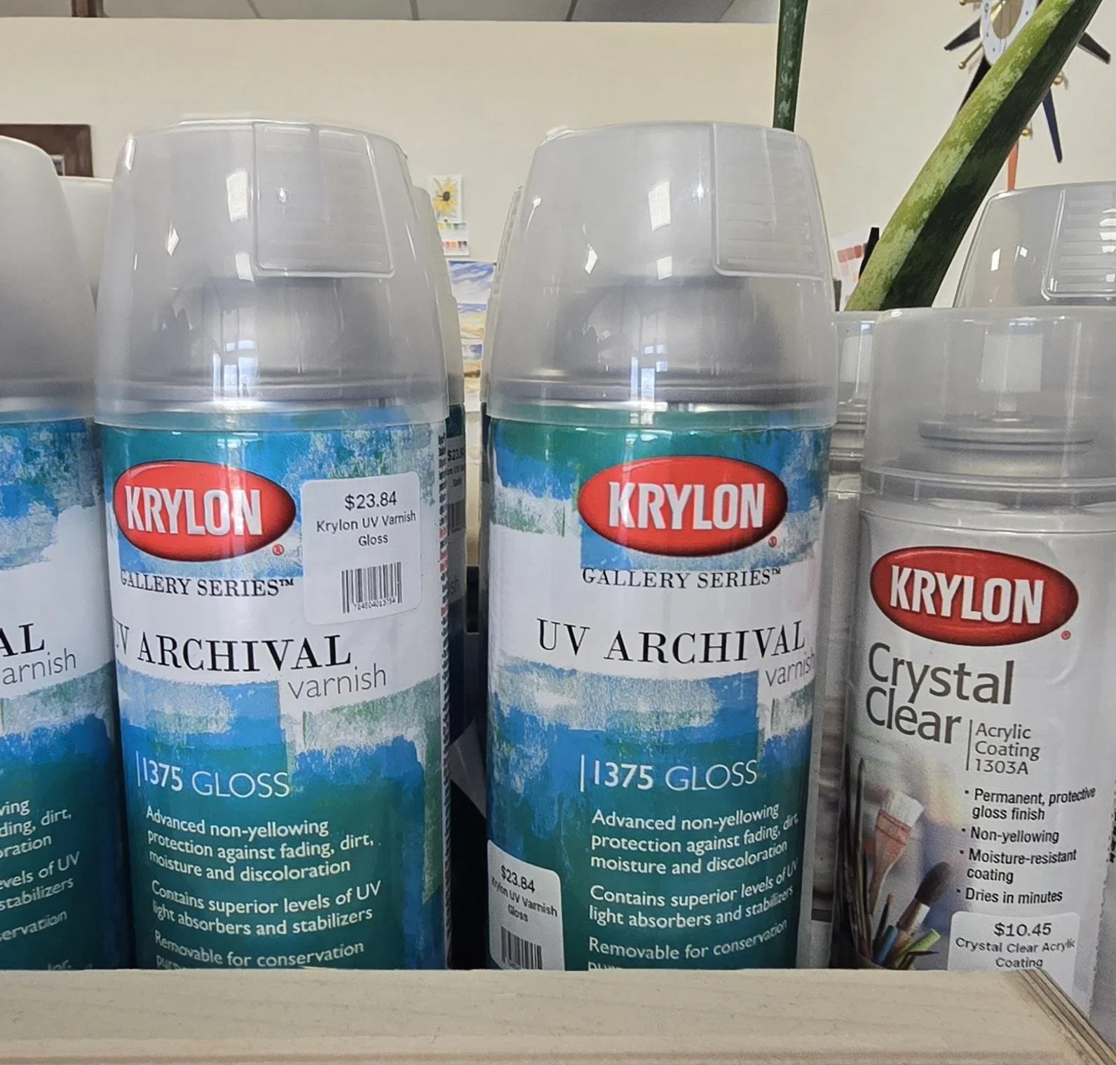 an assortment of varnish and sprays