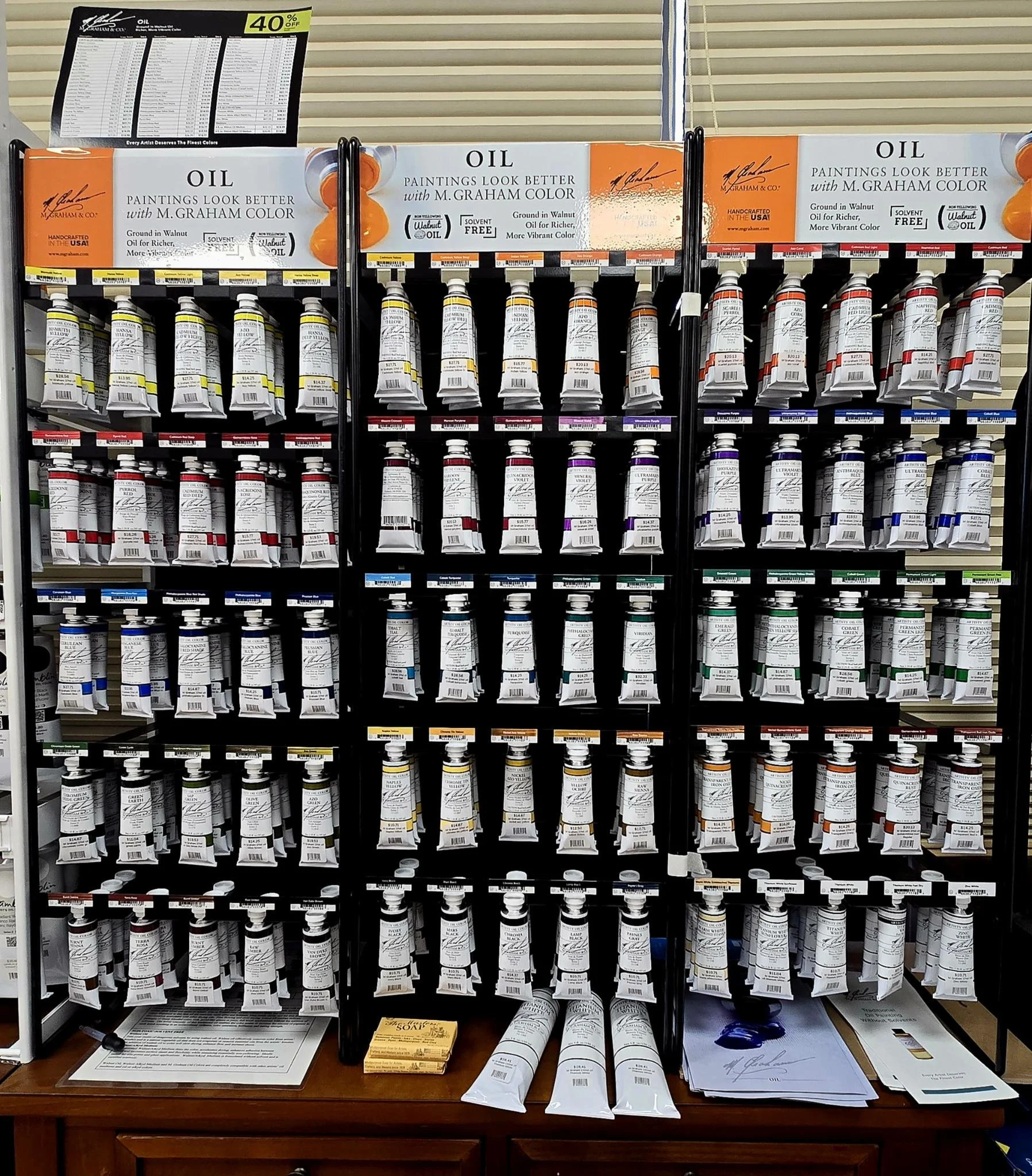 M Graham Professional Oil Paint assortment plus sets and walnut oil