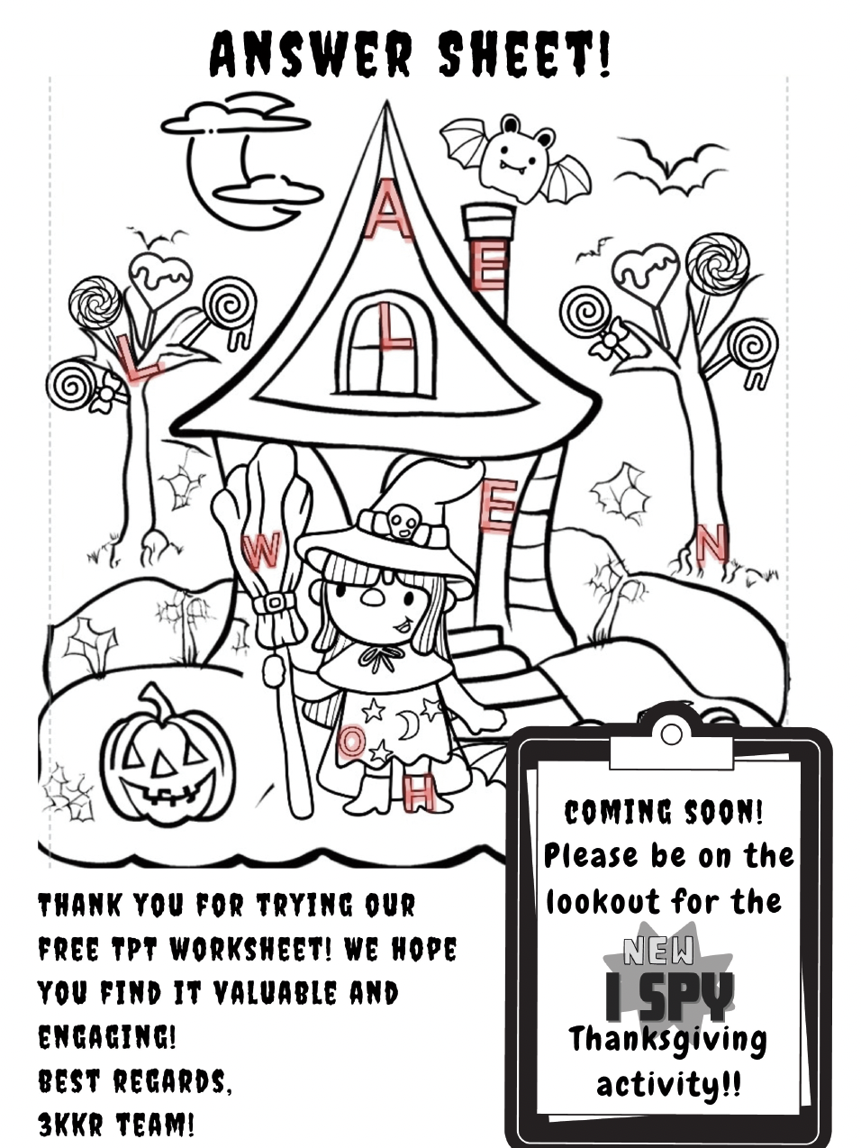 Halloween I SPY Activity Worksheet