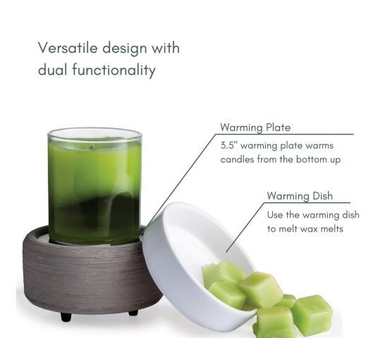Gray 2 in 1 melter With Dimentions Showing Both Candle Melting and Where Wax Melts Are Held.jpg