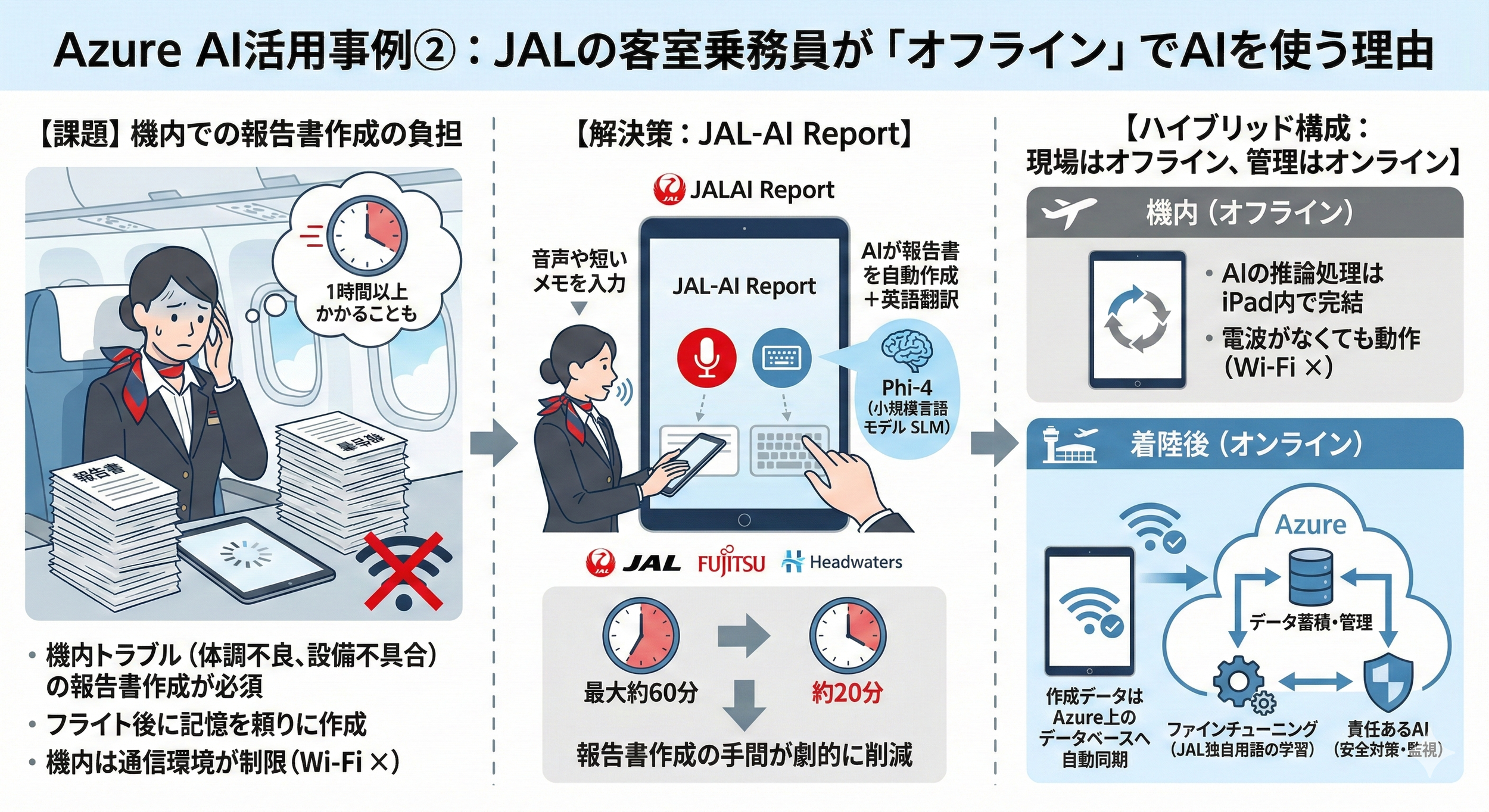 2分で読める生成AIのいま Vol.41Azure AI活用事例②：JALの客室乗務員が「オフライン」でAIを使う理由