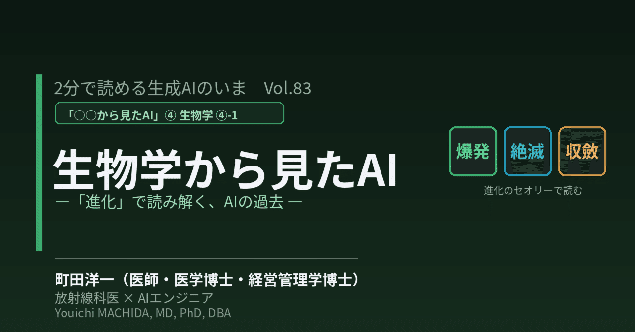 2分で読める生成AIのいま VOL.83 生物学から見たAI ④-1 ―「進化」で読み解く、AIの過去