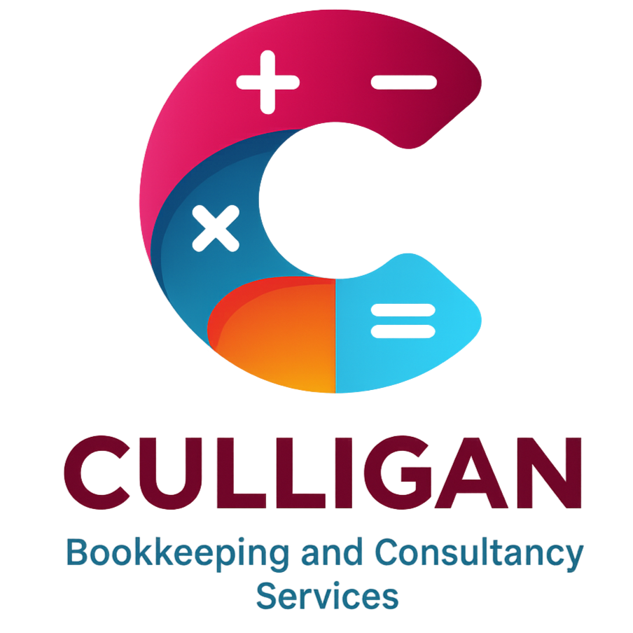 Colorful logo for Culligan Bookkeeping and Consultancy Services, accounting, bookkeeping, and forensic review services